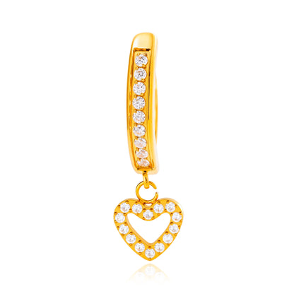 G23/F136 Titanium Hollow Heart Belly Button Ring with Zircon Pendant | Navel Piercing Jewelry