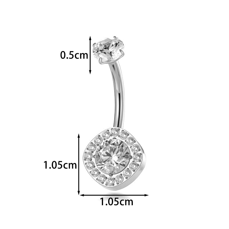 Titanium CZ Heart Navel Ring – G23/F136 Belly Button Piercing