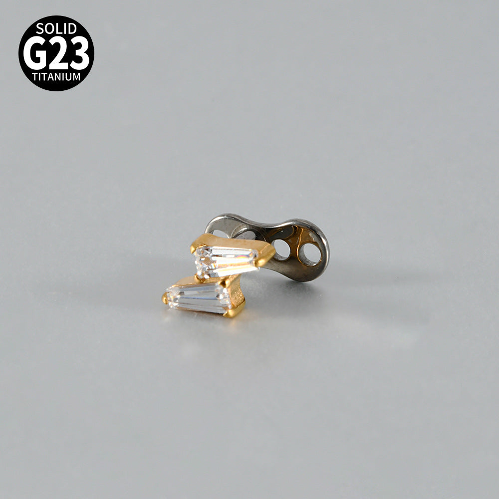 ASTM F136 Titanium Lightning Dermal Anchor – Trapezoid CZ Minimal Skin Implant Jewelry
