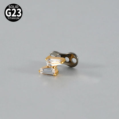 ASTM F136 Titanium Lightning Dermal Anchor – Trapezoid CZ Minimal Skin Implant Jewelry