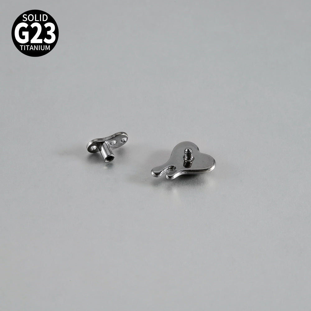 ASTM F136 Titanium Liquid Heart Dermal Anchor Implant – Melted Heart Skin Implant Piercing Jewelry