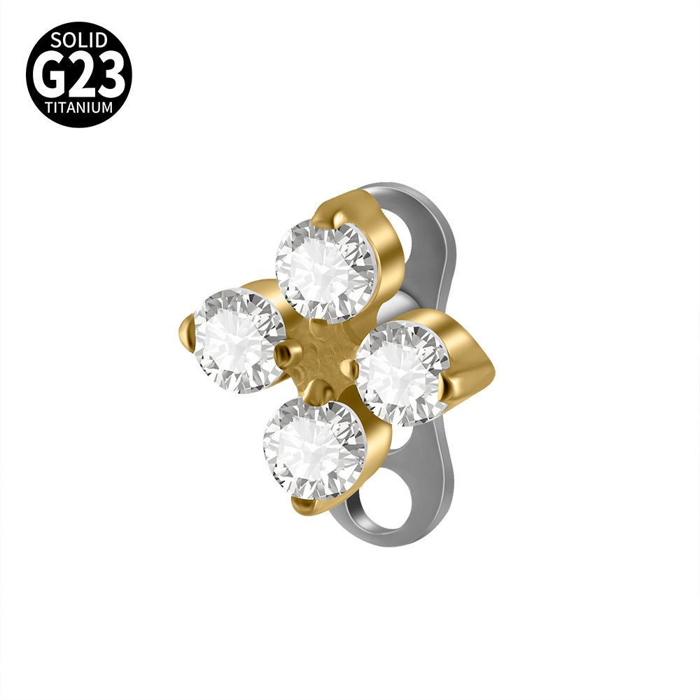 ASTM F136 Titanium Marquise Crown Microdermal – Elegant Collarbone & Chest Surface Implant Jewelry