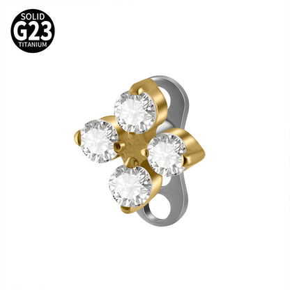 ASTM F136 Titanium Marquise Crown Microdermal – Elegant Collarbone & Chest Surface Implant Jewelry