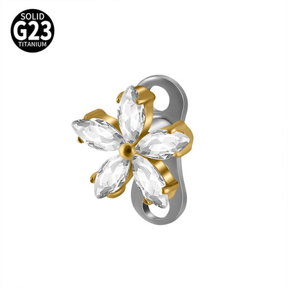 Five Marquise CZ Flower Microdermal – ASTM F136 Titanium Surface Implant Jewelry
