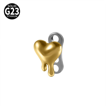 ASTM F136 Titanium Liquid Heart Dermal Anchor Implant – Melted Heart Skin Implant Piercing Jewelry