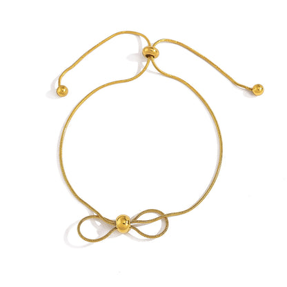 18K Gold Plated Stainless Steel Creative Tassel Bead Pull Butterfly Design Pendant Necklace Bracelet Set