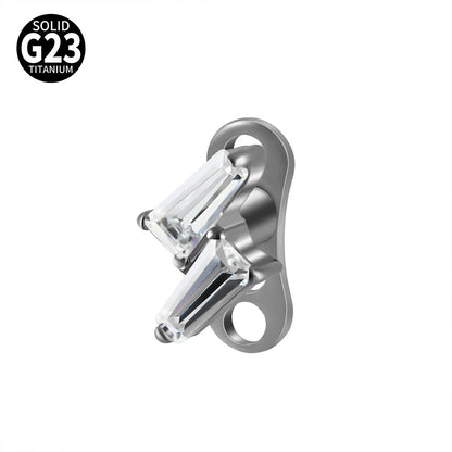 ASTM F136 Titanium Lightning Dermal Anchor – Trapezoid CZ Minimal Skin Implant Jewelry