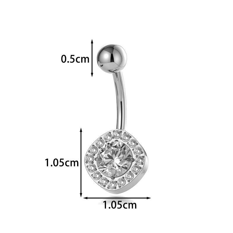 Titanium CZ Heart Navel Ring – G23/F136 Belly Button Piercing