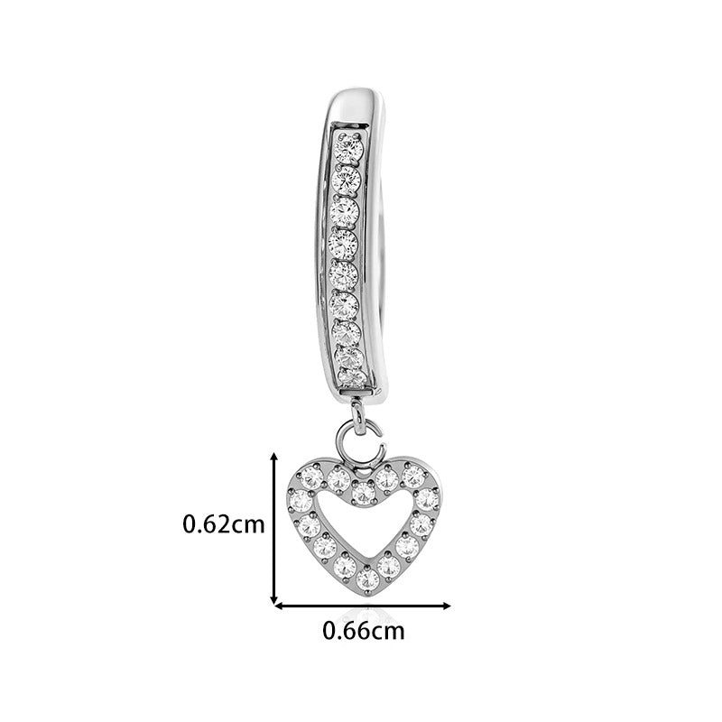 G23/F136 Titanium Hollow Heart Belly Button Ring with Zircon Pendant | Navel Piercing Jewelry