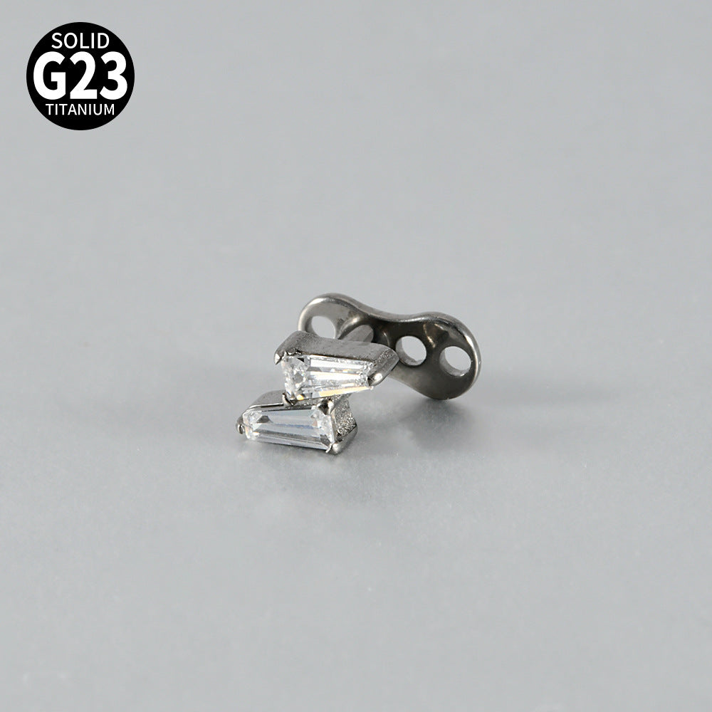 ASTM F136 Titanium Lightning Dermal Anchor – Trapezoid CZ Minimal Skin Implant Jewelry