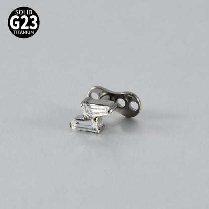 ASTM F136 Titanium Lightning Dermal Anchor – Trapezoid CZ Minimal Skin Implant Jewelry