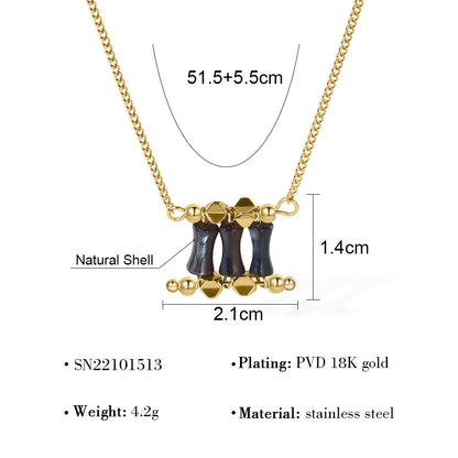 18K Gold Plated Titanium Steel Natural Stone Pendant Necklace & Bracelet Set – Non-Fading Luxury Design