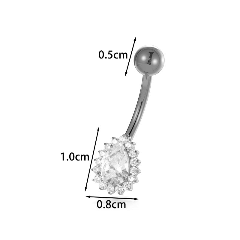 Titanium CZ Heart Navel Ring – G23/F136 Belly Button Piercing