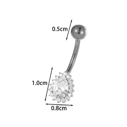 Titanium CZ Heart Navel Ring – G23/F136 Belly Button Piercing