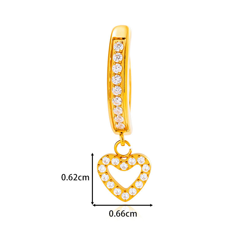 G23/F136 Titanium Hollow Heart Belly Button Ring with Zircon Pendant | Navel Piercing Jewelry