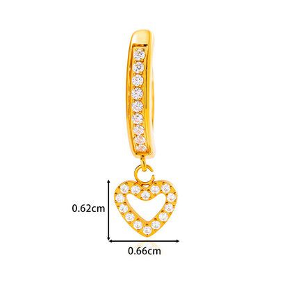 G23/F136 Titanium Hollow Heart Belly Button Ring with Zircon Pendant | Navel Piercing Jewelry