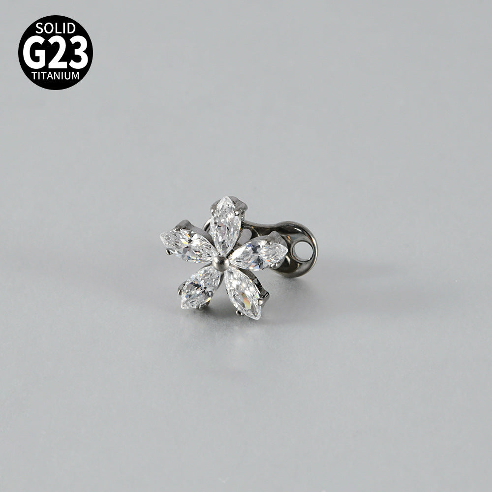 Five Marquise CZ Flower Microdermal – ASTM F136 Titanium Surface Implant Jewelry