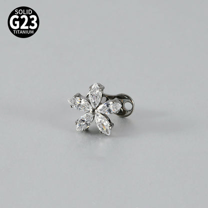 Five Marquise CZ Flower Microdermal – ASTM F136 Titanium Surface Implant Jewelry