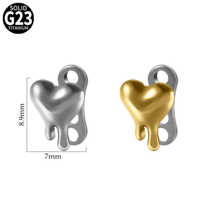 ASTM F136 Titanium Liquid Heart Dermal Anchor Implant – Melted Heart Skin Implant Piercing Jewelry