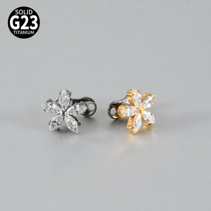 Five Marquise CZ Flower Microdermal – ASTM F136 Titanium Surface Implant Jewelry