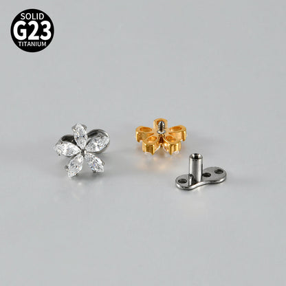 Five Marquise CZ Flower Microdermal – ASTM F136 Titanium Surface Implant Jewelry