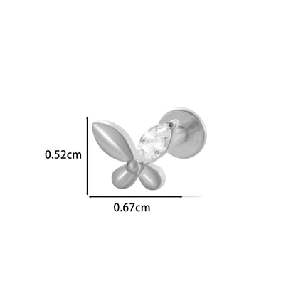 F136 Titanium Zircon Piercing Jewelry – Geometric & Nature-Inspired Internally Threaded Lip & Cartilage Studs