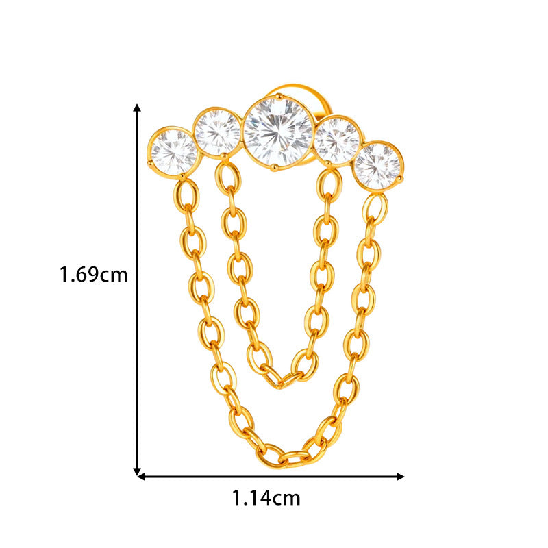 G23/F136 Titanium Piercing with Zircon Pendant Chain – Threaded Flat-Top Lip & Cartilage Piercing Earring Jewelry