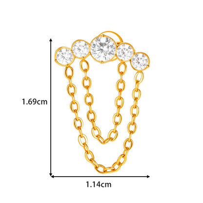 G23/F136 Titanium Piercing with Zircon Pendant Chain – Threaded Flat-Top Lip & Cartilage Piercing Earring Jewelry