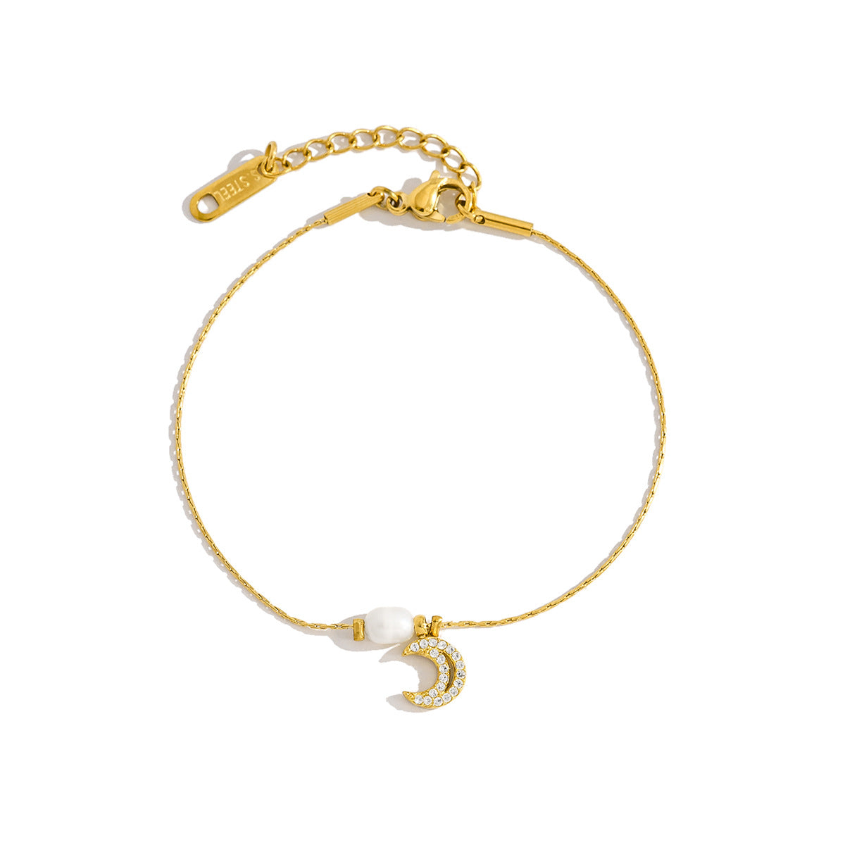 Elegant Freshwater Pearl & Moon Pendant Necklace & Bracelet Set