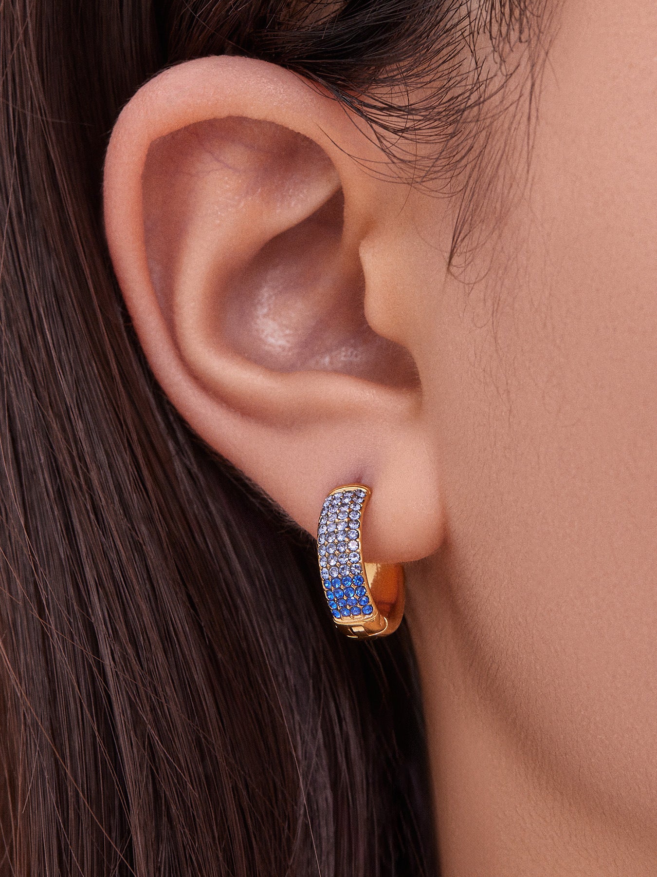Stainless Steel Geometric Round Zircon Earrings – Multicolor Sparkle Hoop Earrings | WANTI Jewelry