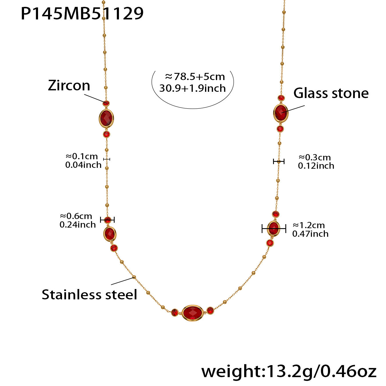 Stainless Steel Oval Gemstone Jewelry Series – Long Pendant Necklace · Bracelet · Drop Earrings | WANTI Jewelry