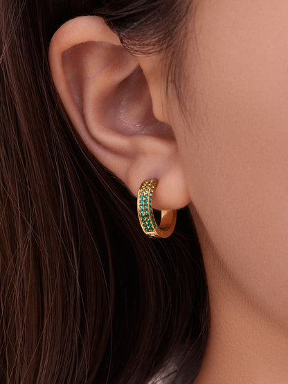 Stainless Steel U-Shaped Zircon Earrings – Colorful High-End Fashion Jewelry Hoop Set