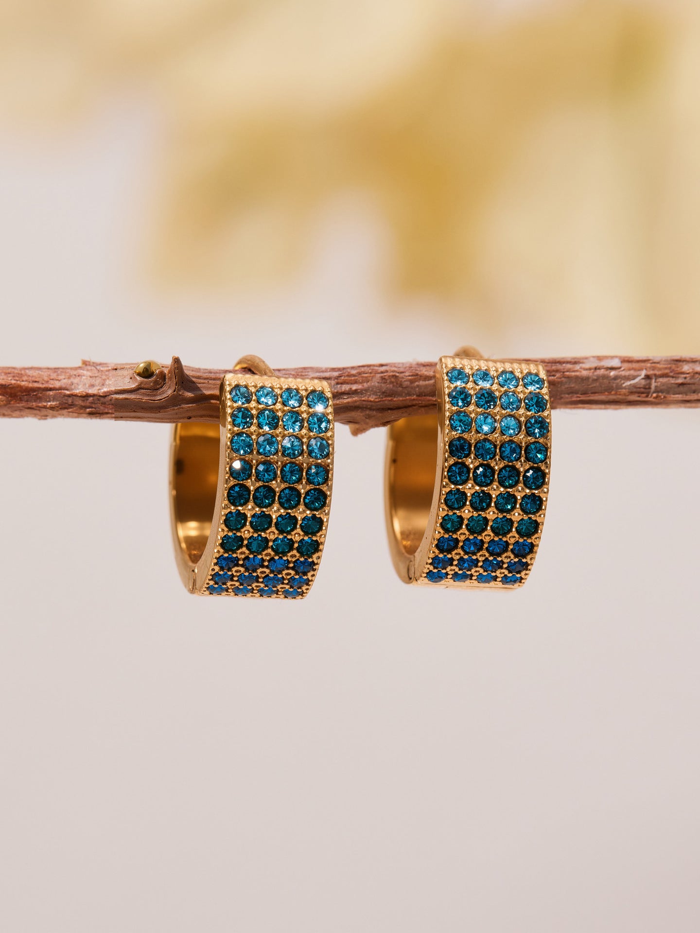 Stainless Steel Colorful Zircon Round Hoop Earrings Set – Modern Minimalist Retro Luxury Hoops