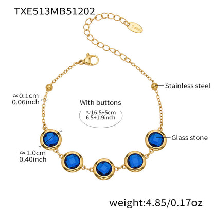 Candy Color Glass Stone Jewelry Set – Stainless Steel Necklaces, Bracelets & Earrings