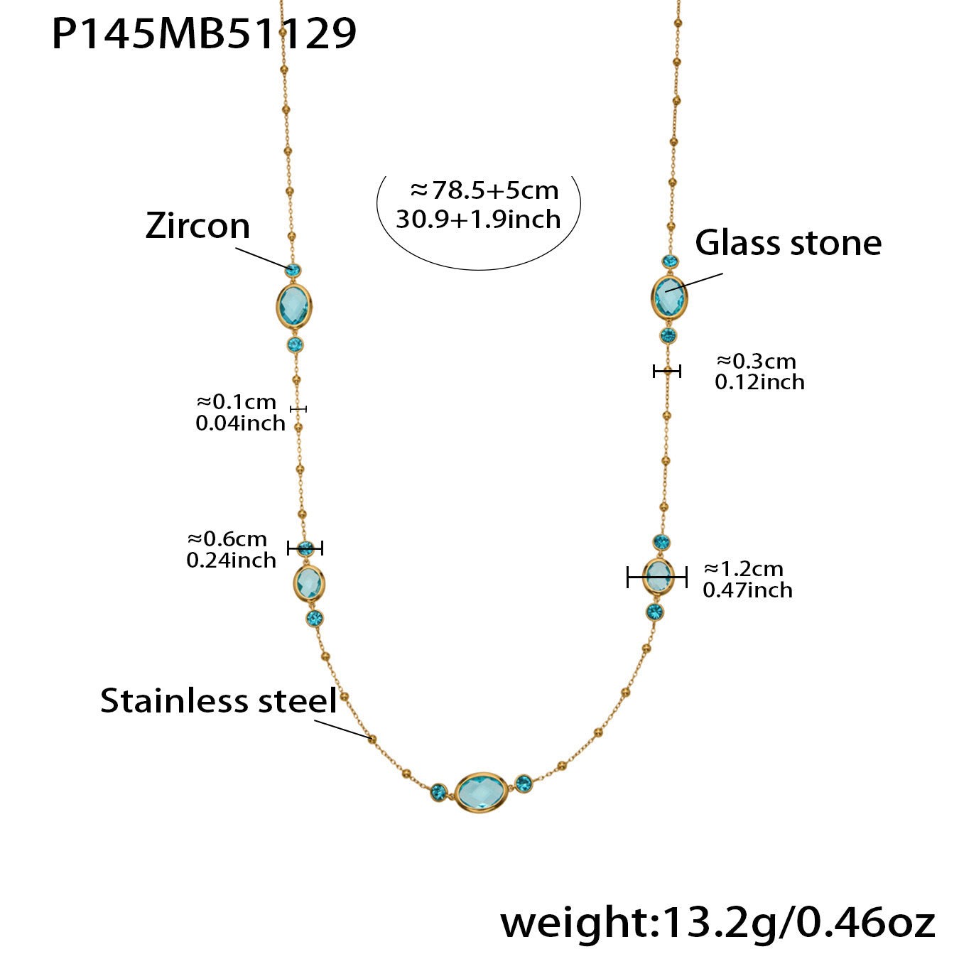 Stainless Steel Oval Gemstone Jewelry Series – Long Pendant Necklace · Bracelet · Drop Earrings | WANTI Jewelry