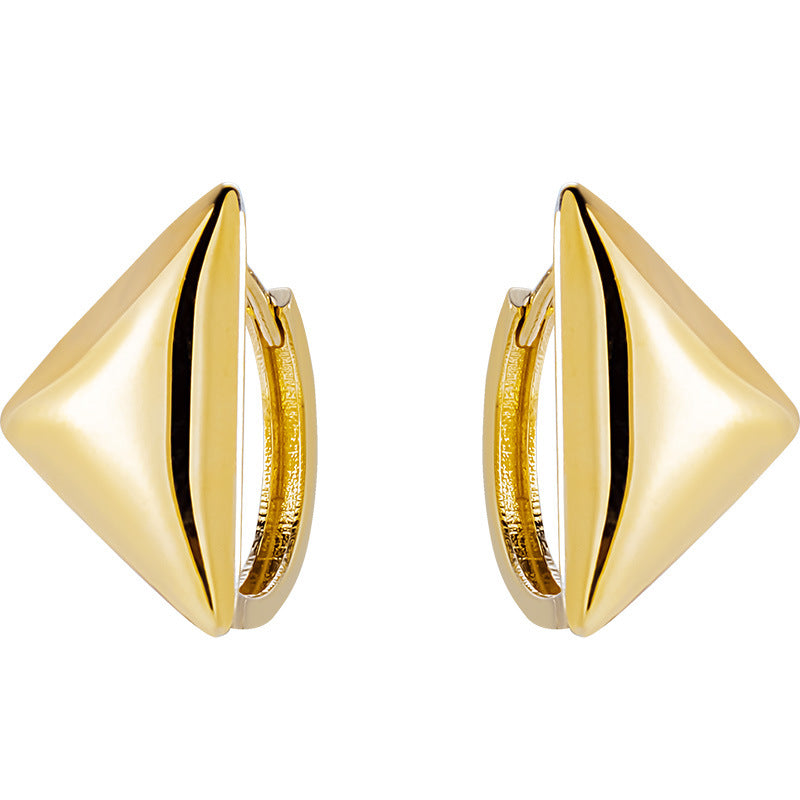 14K Solid Gold Geometric Triangle Earrings