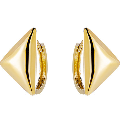 14K Solid Gold Geometric Triangle Earrings