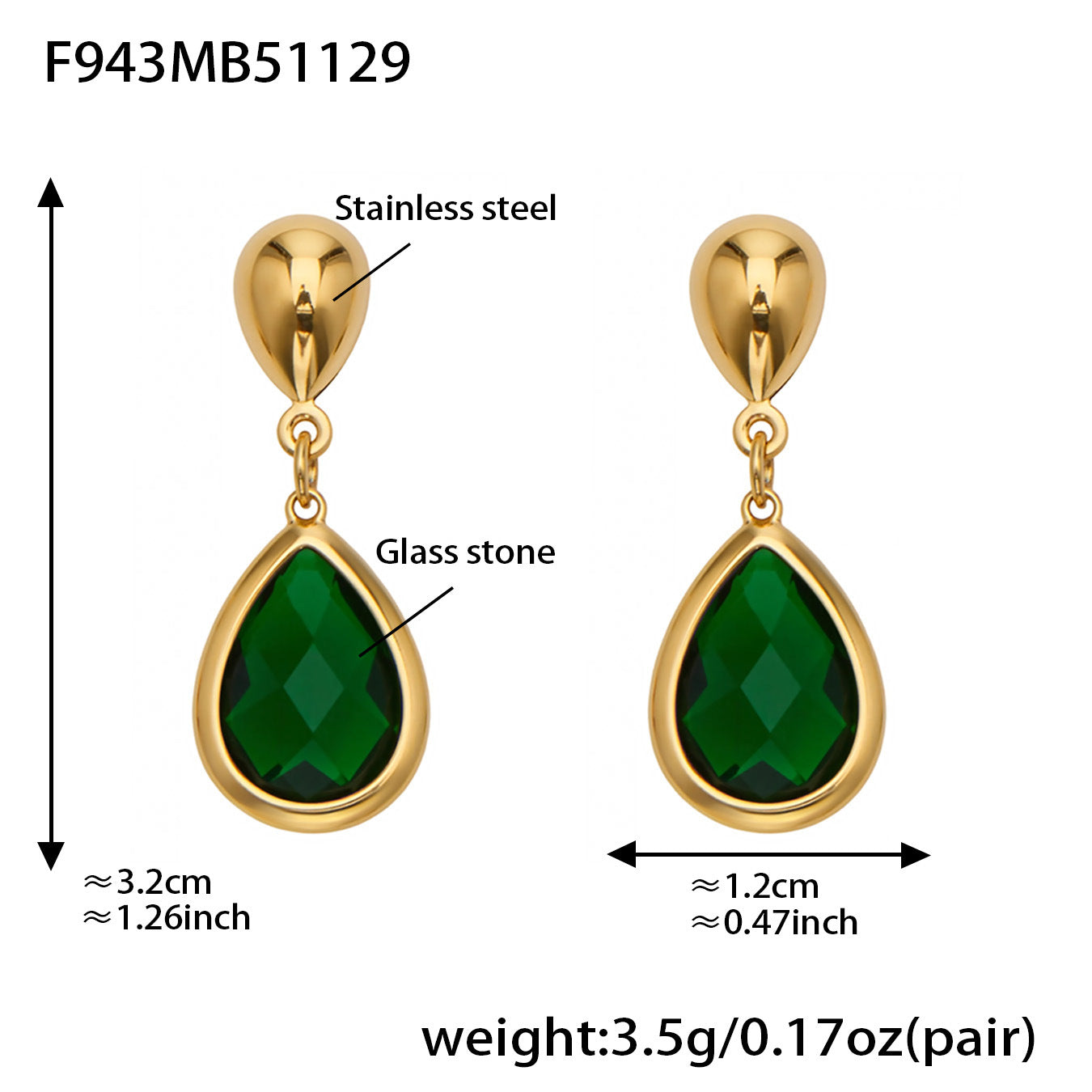 Stainless Steel Oval Gemstone Jewelry Series – Long Pendant Necklace · Bracelet · Drop Earrings | WANTI Jewelry