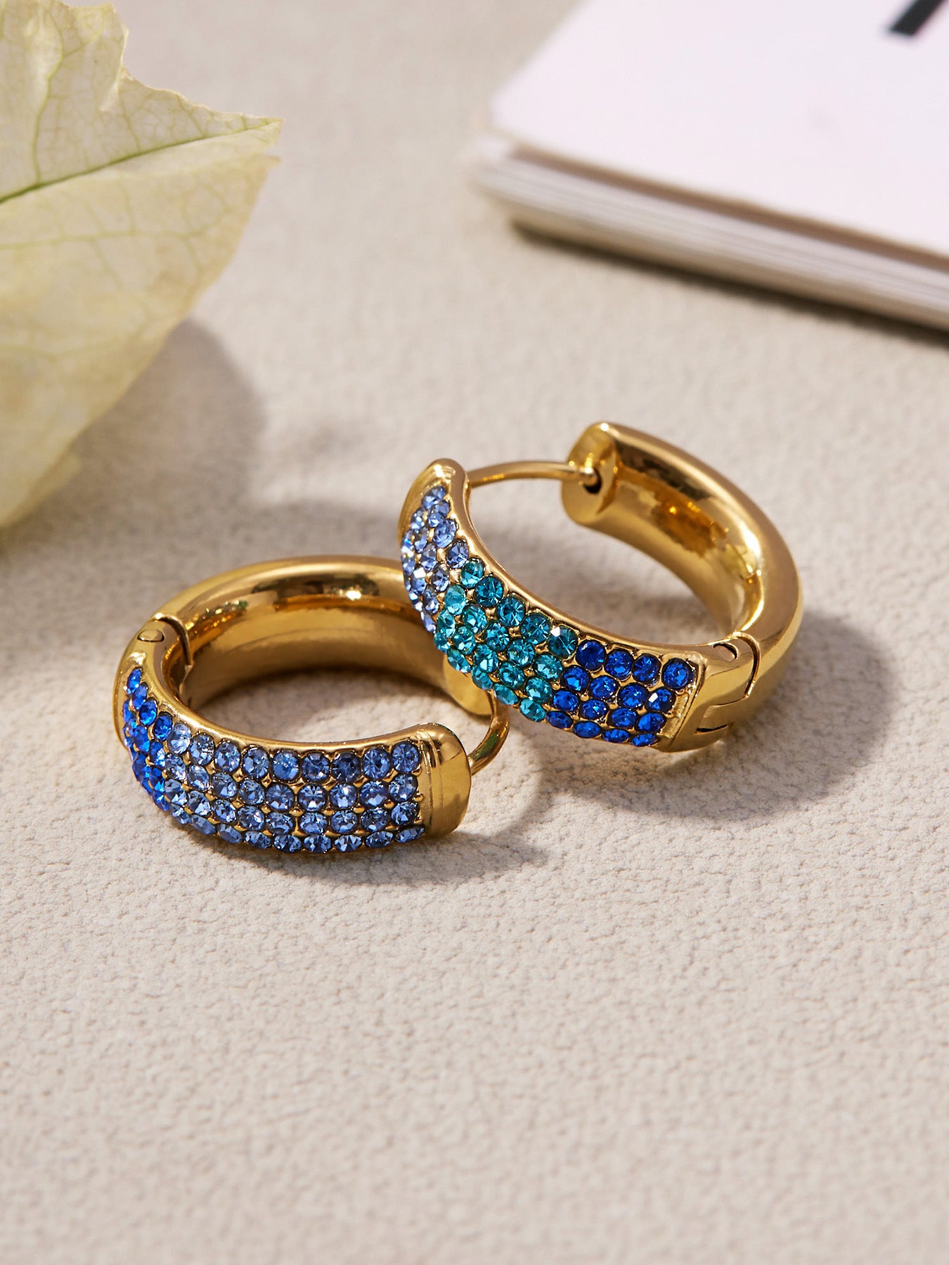 Stainless Steel Geometric Round Zircon Earrings – Multicolor Sparkle Hoop Earrings | WANTI Jewelry