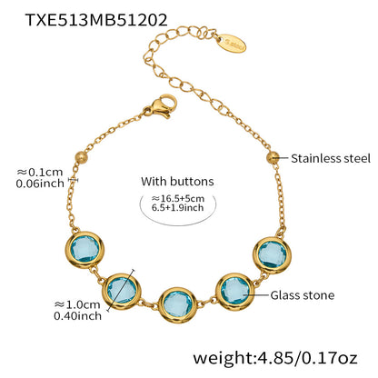 Candy Color Glass Stone Jewelry Set – Stainless Steel Necklaces, Bracelets & Earrings