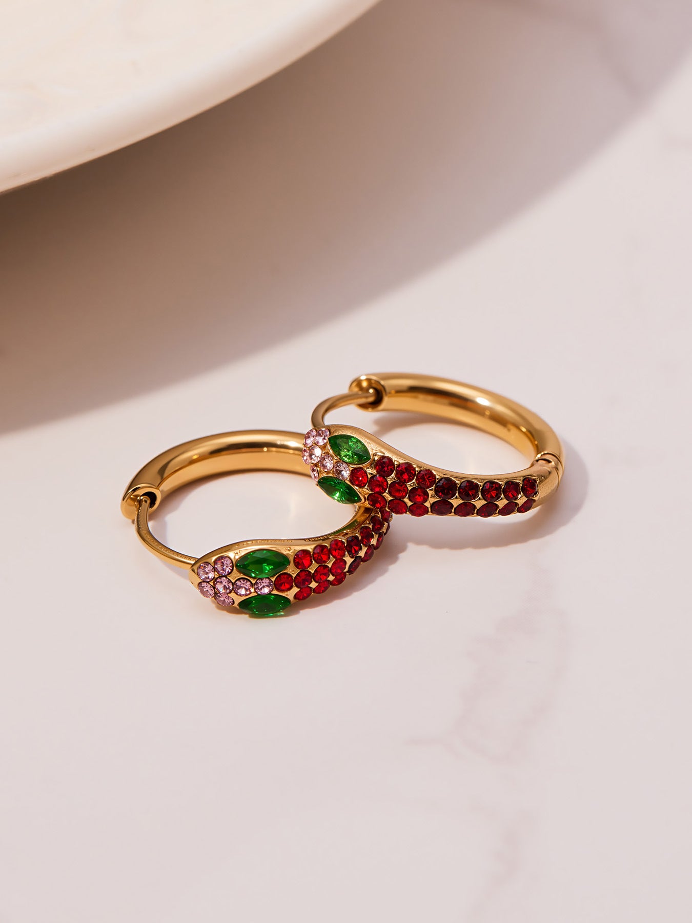 Colorful Zircon Snake Hoop Earrings | Stainless Steel Serpent Earrings Set – WANTI Jewelry