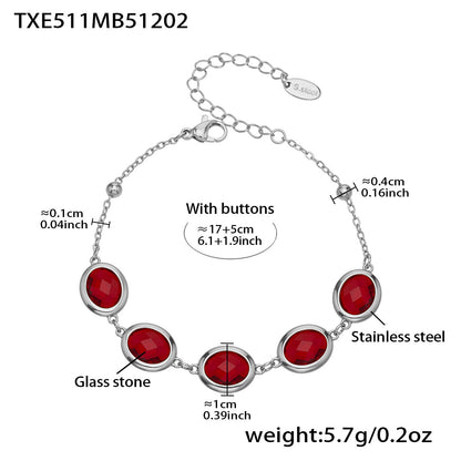 Candy Color Oval Glass Stone Necklace, Bracelet & Earrings Set – Stainless Steel | Fashion Jewelry | Colorful Minimalist Accessories