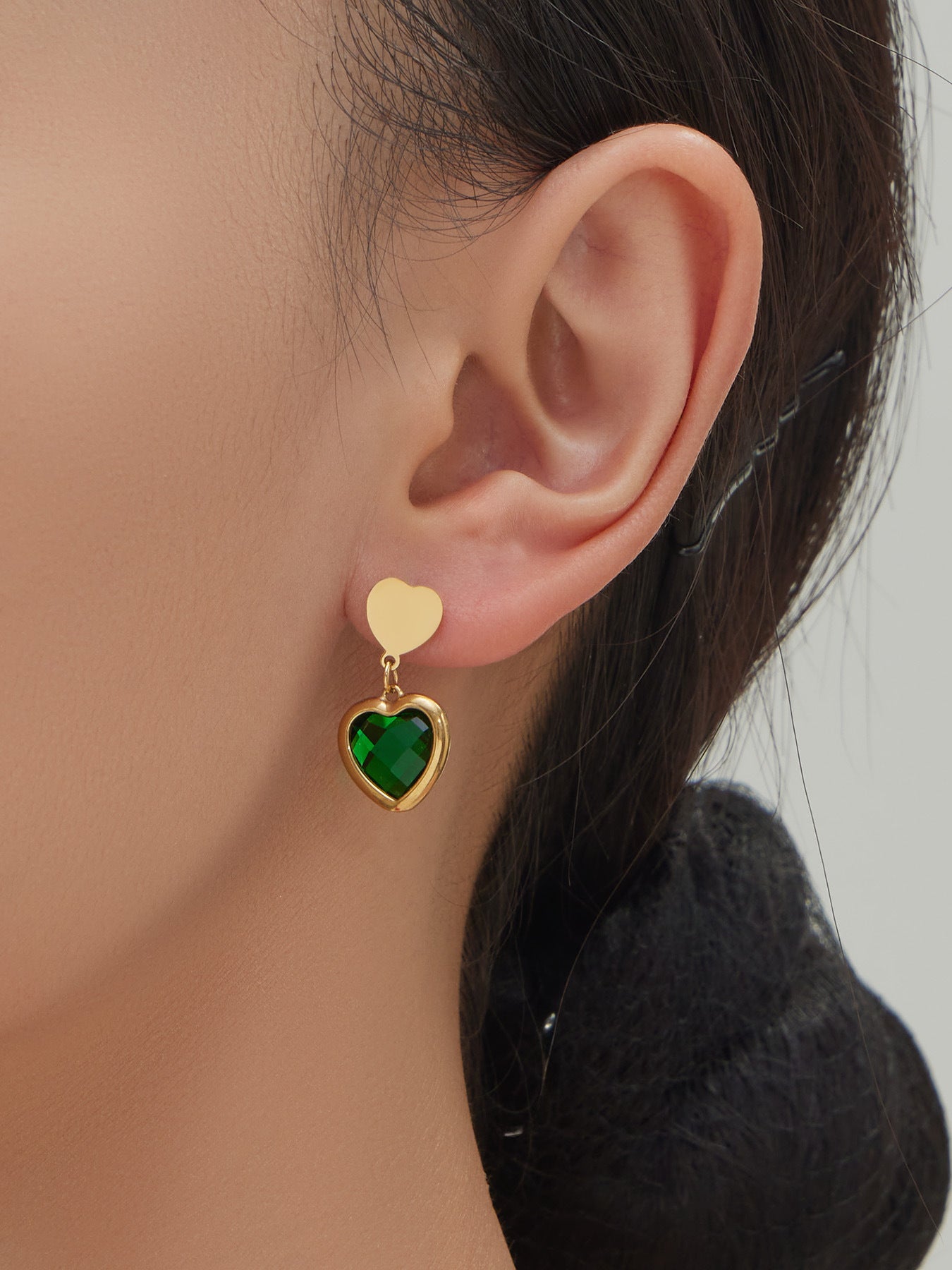 Sparkling Heart Glass Necklace & Earrings Set – Colorful Long Pendant Chain · Stainless Steel Hypoallergenic Jewelry