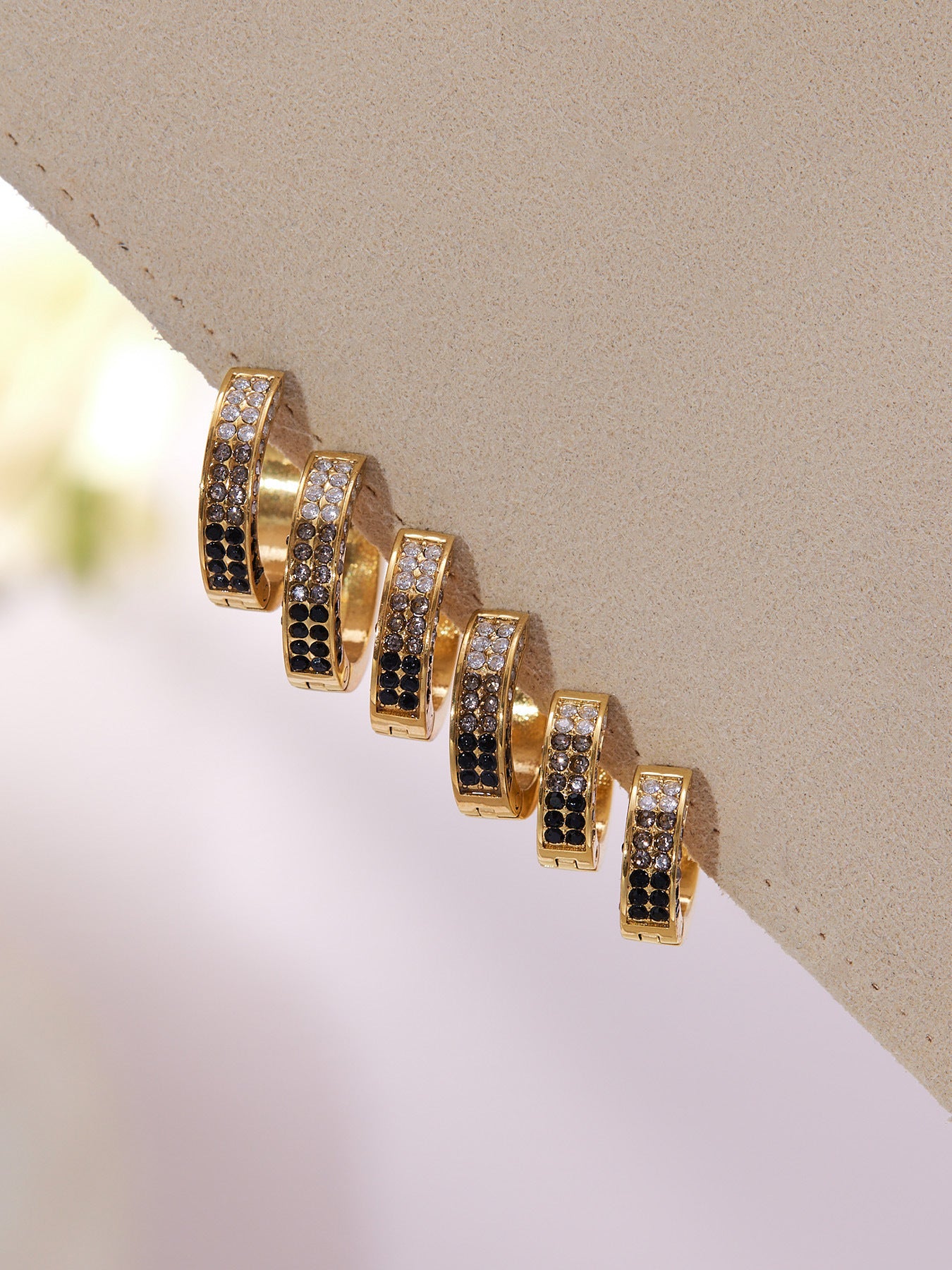 Stainless Steel U-Shaped Zircon Earrings – Colorful High-End Fashion Jewelry Hoop Set