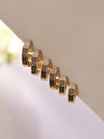 Stainless Steel U-Shaped Zircon Earrings – Colorful High-End Fashion Jewelry Hoop Set