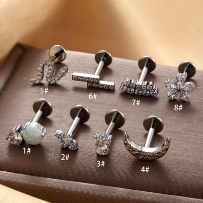 F136 Titanium Zircon Piercing Earrings Studs