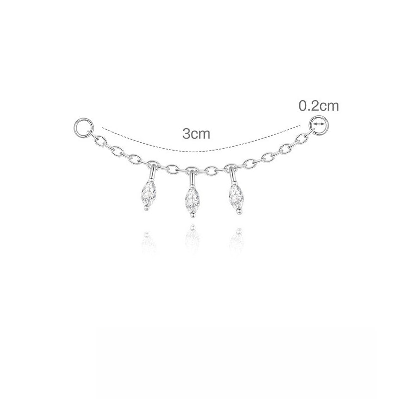 ASTM F136 Moissanite Tassel Pendant Cartilage Chain Piercing Earrings accessories