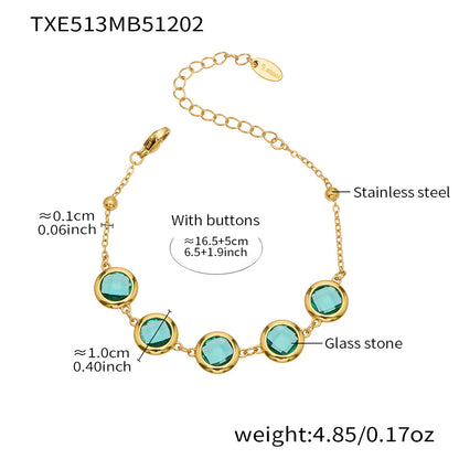 Candy Color Glass Stone Jewelry Set – Stainless Steel Necklaces, Bracelets & Earrings