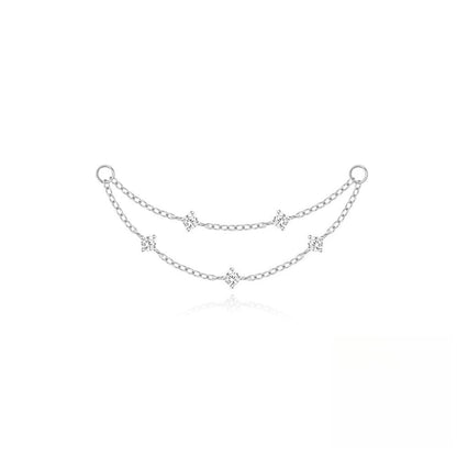 ASTM F136 Long chain rhinestones cartilage tassel dangle piercing earrings accessories