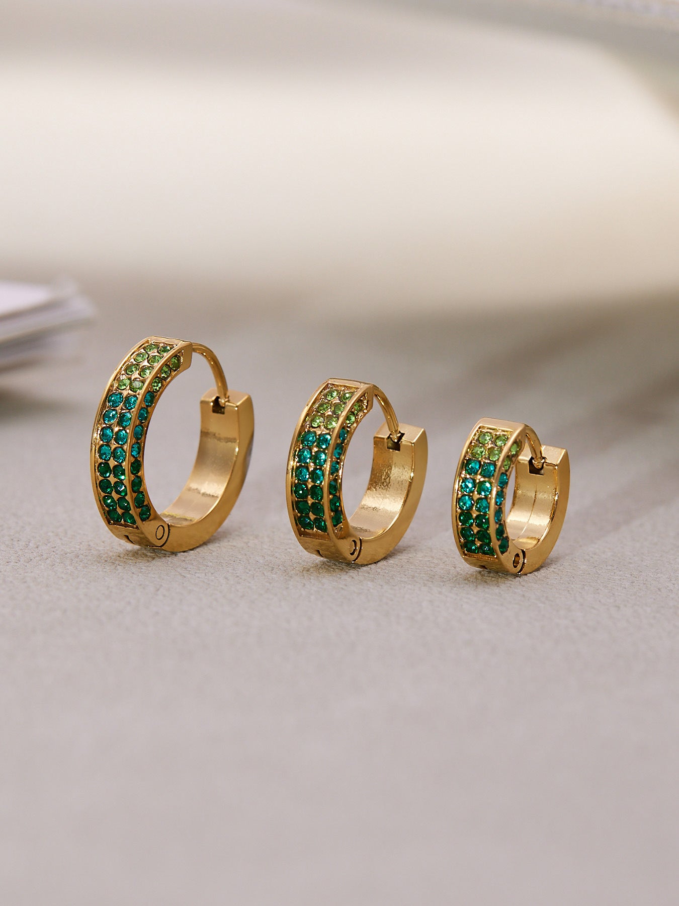 Stainless Steel U-Shaped Zircon Earrings – Colorful High-End Fashion Jewelry Hoop Set